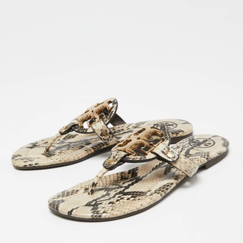 TORY BURCH Miller Thong Snakeskin Python Sandals